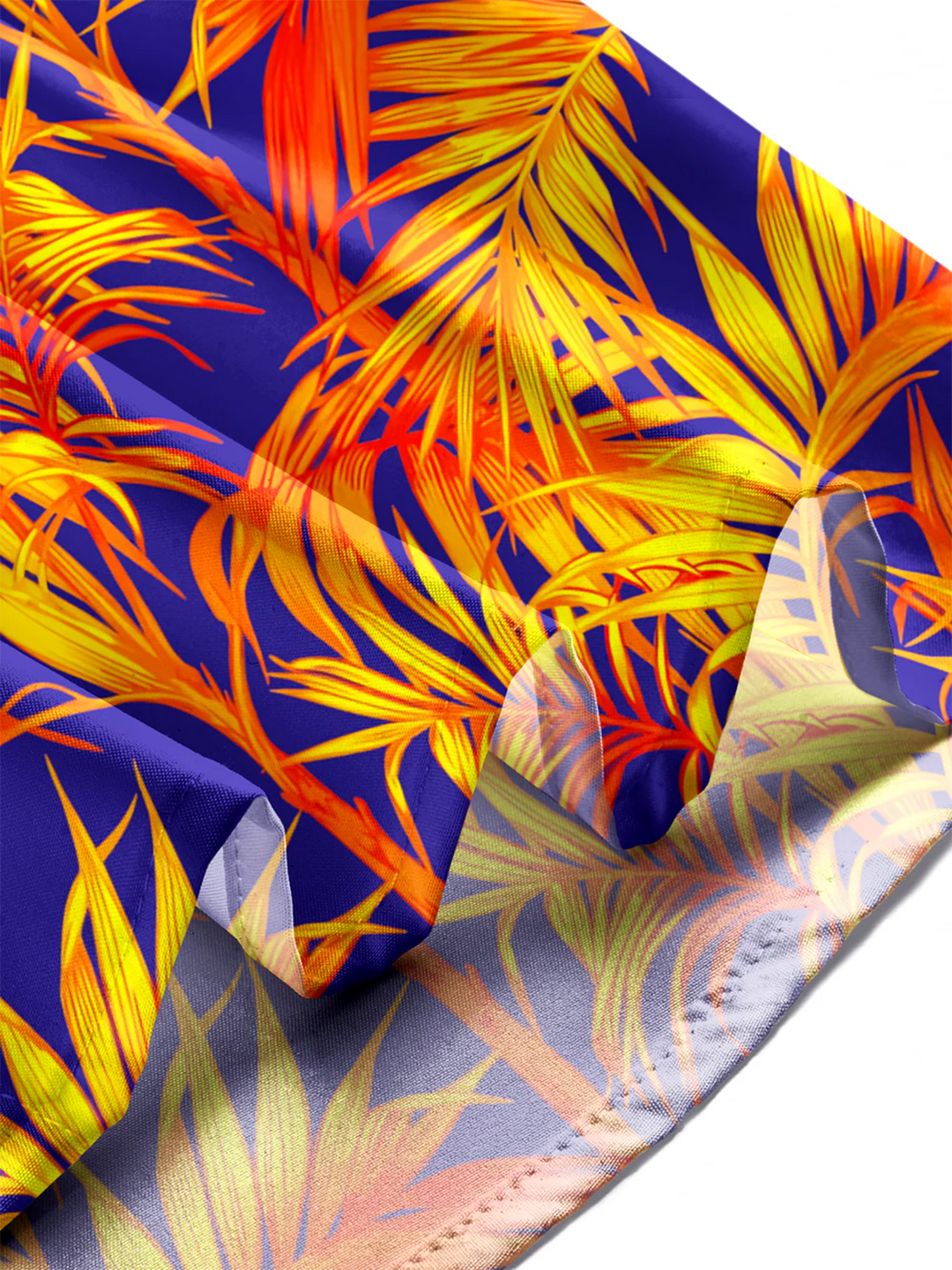 Alohadaddy® Hawaiian Palm Leaves Contrast Art Print Chest Pocket Mens Short Sleeve Shirts Big &amp; Tall