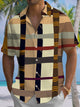 Alohadaddy® Vintage Casual Plaid Art Print Chest Pocket Men's Short Sleeve Shirt Big & Tall