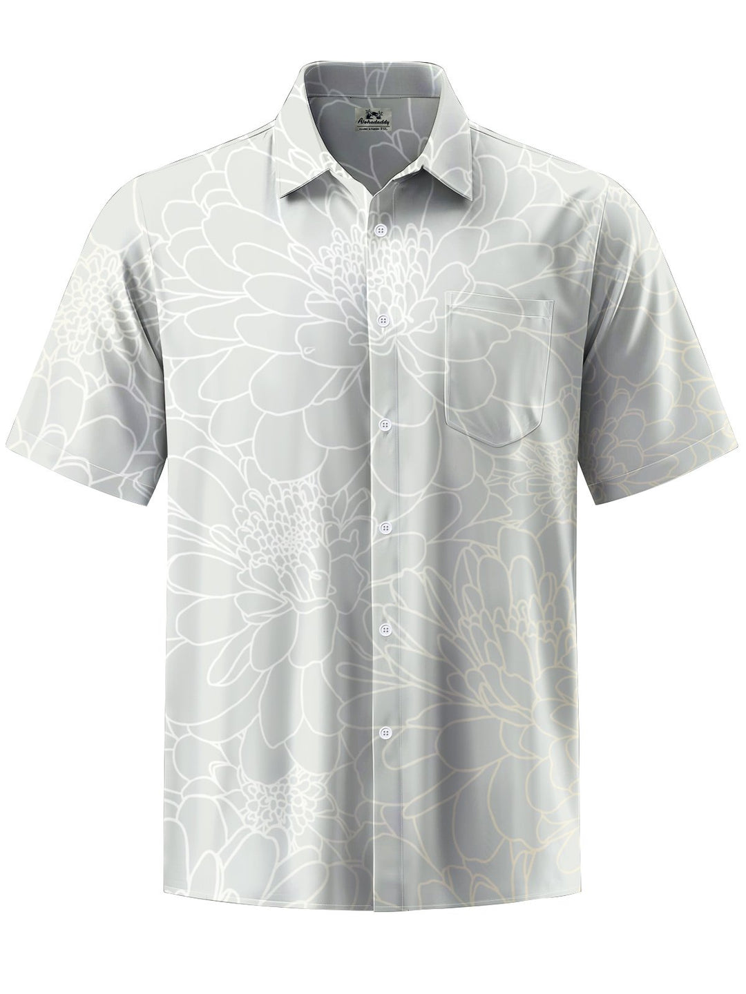 Alohadaddy® Vintage Floral Art Print Chest Pocket Men&