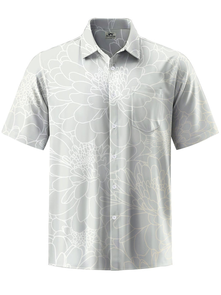Alohadaddy® Vintage Floral Art Print Chest Pocket Men&
