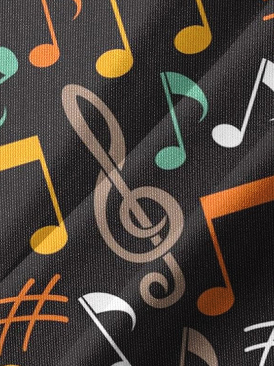 Alohadaddy® Vintage Musical Notes Printed Artwork Chest Pocket Men&