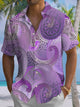 Alohadaddy® Men's Casual Paisley Printed Chest Pocket Stretch Short Sleeve Shirt Big & Tall