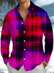 Alohadaddy® Retro Abstract Plaid Print Art Pocket Stretch Men's Long Sleeve Shirt Big & Tall