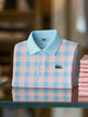 Alohadaddy® Business Plaid Print Art Elastic Button Men's Short Sleeve Polo Big & Tall