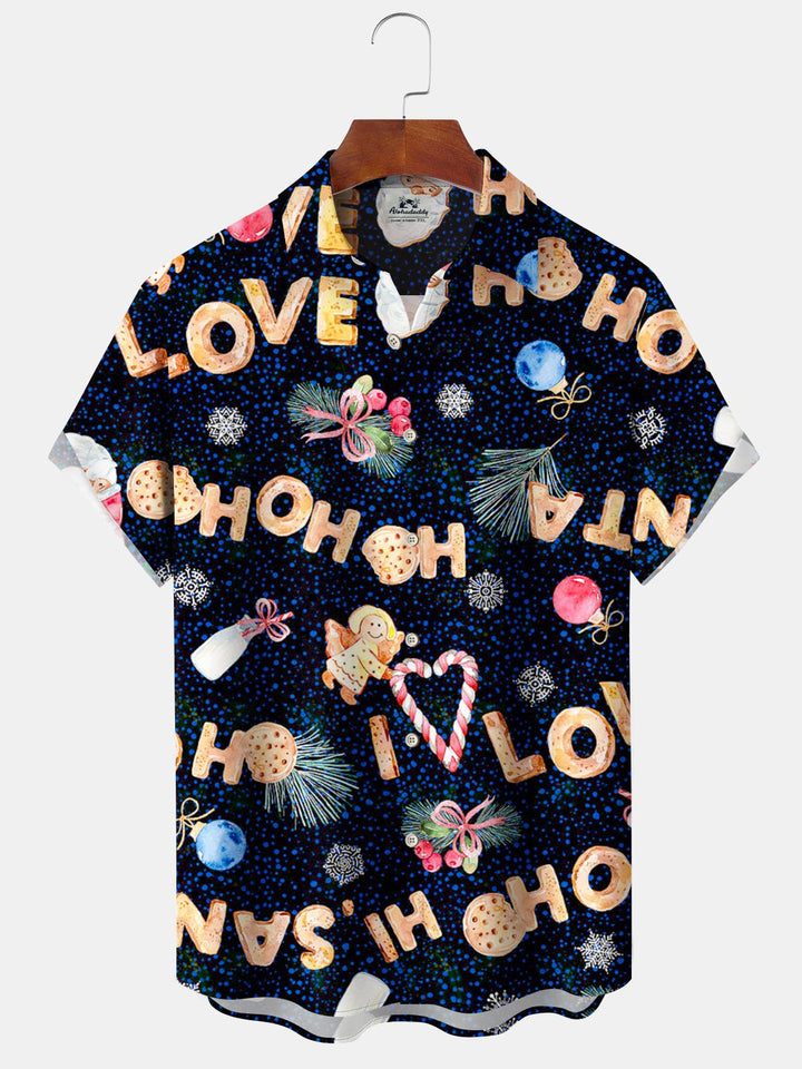 Alohadaddy® Christmas Cookie Print Pocket Elastic Button Men&