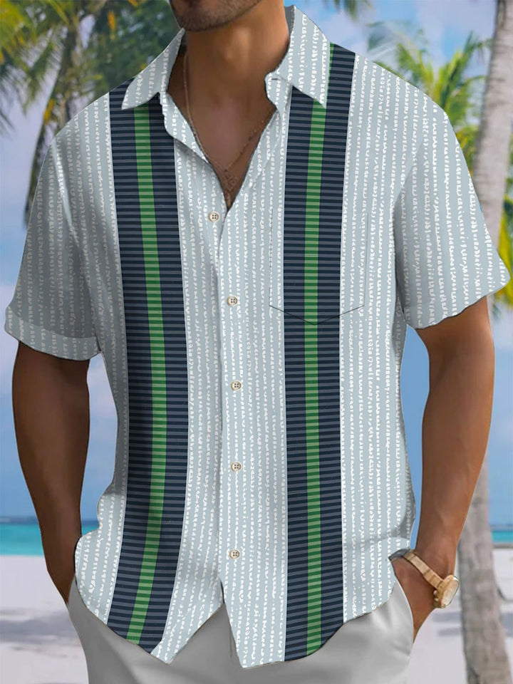 Alohadaddy® Vintage Striped Contrast Print Pocket Stretch Men&
