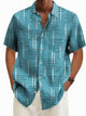 Camisa de manga corta con bolsillos y botones para hombre con estampado geométrico retro Alohadaddy