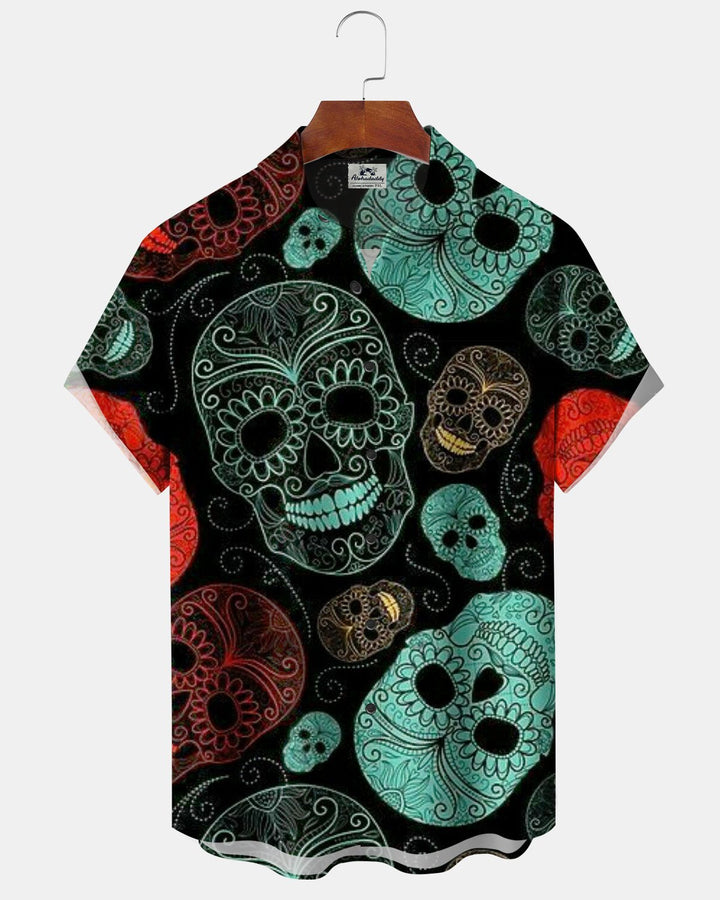 Alohadaddy® Holiday Halloween Skull Print Men&