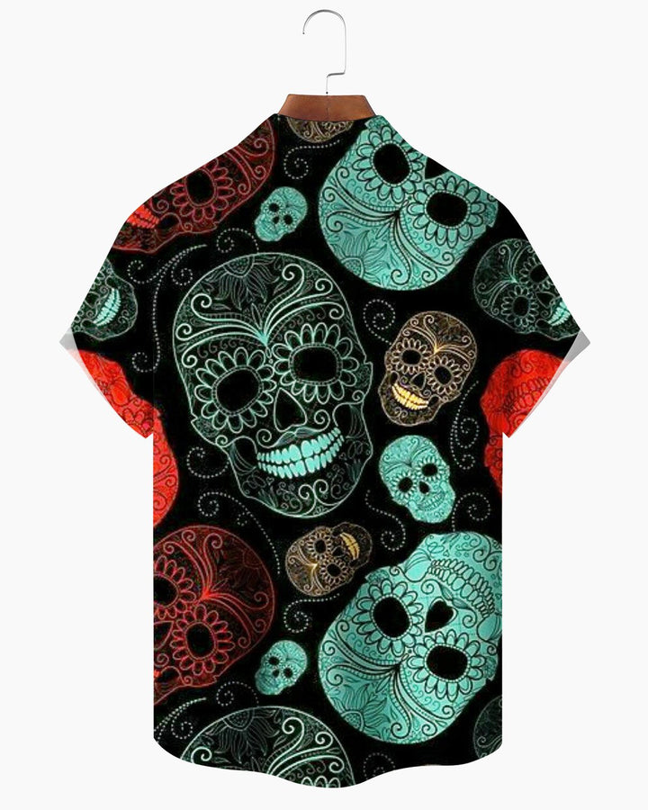 Alohadaddy® Holiday Halloween Skull Print Men&