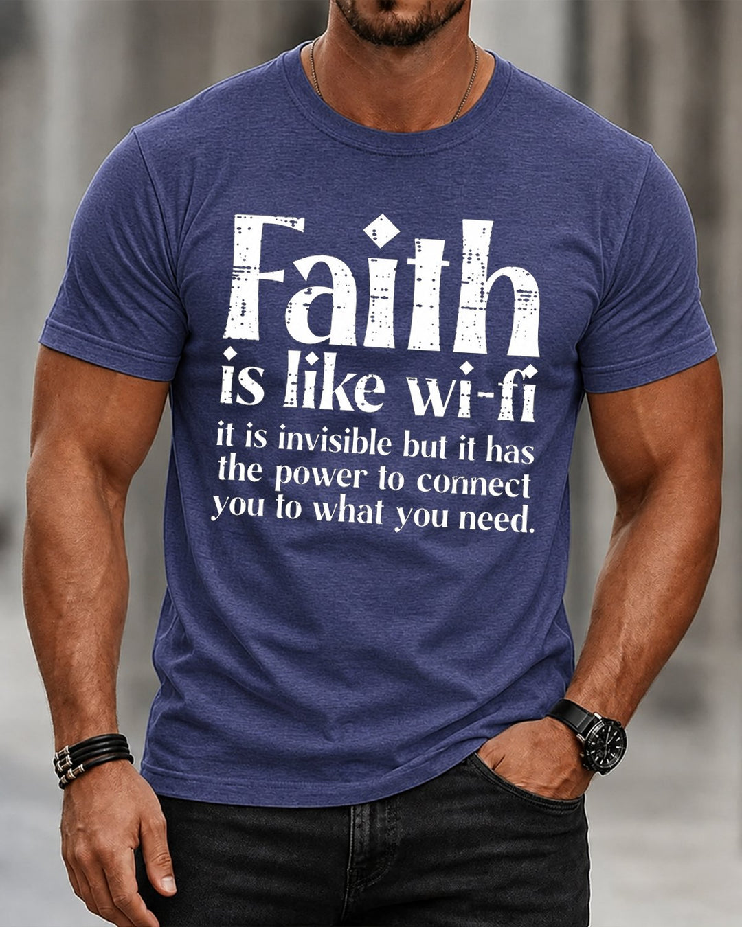 Faith Is Like Wi-Fi Power to Connect Quote Christian Washed Cotton T-Shirt front print