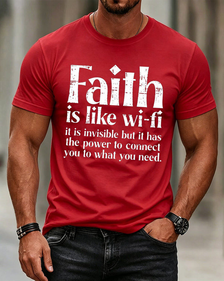 Faith Is Like Wi-Fi Power to Connect Quote Christian Washed Cotton T-Shirt front print