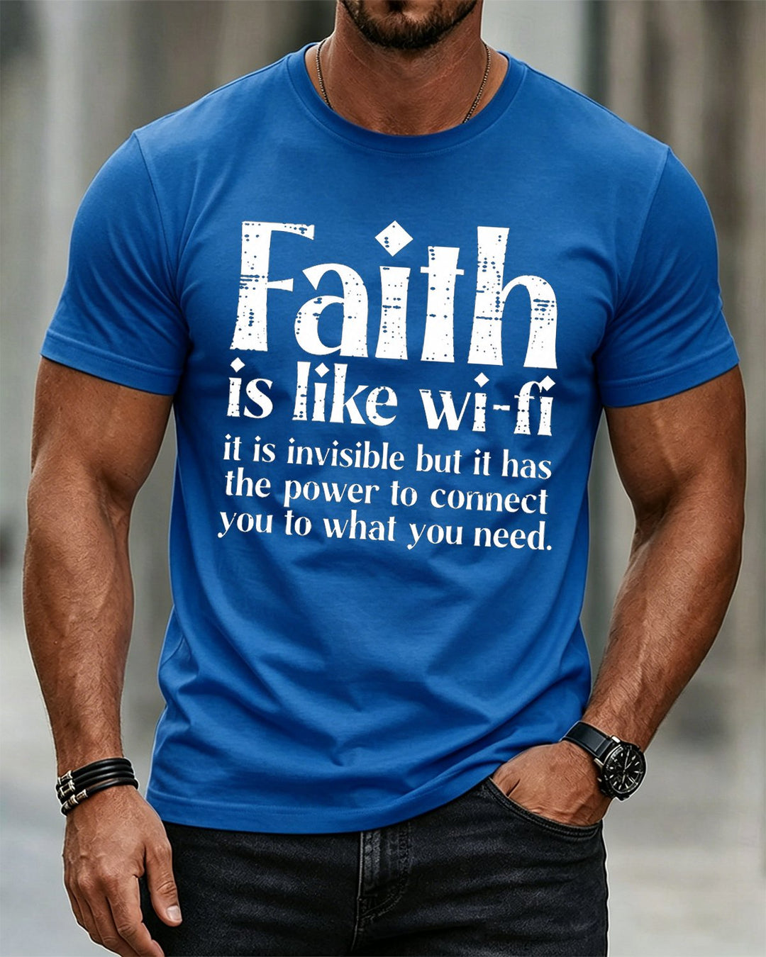 Faith Is Like Wi-Fi Power to Connect Quote Christian Washed Cotton T-Shirt front print