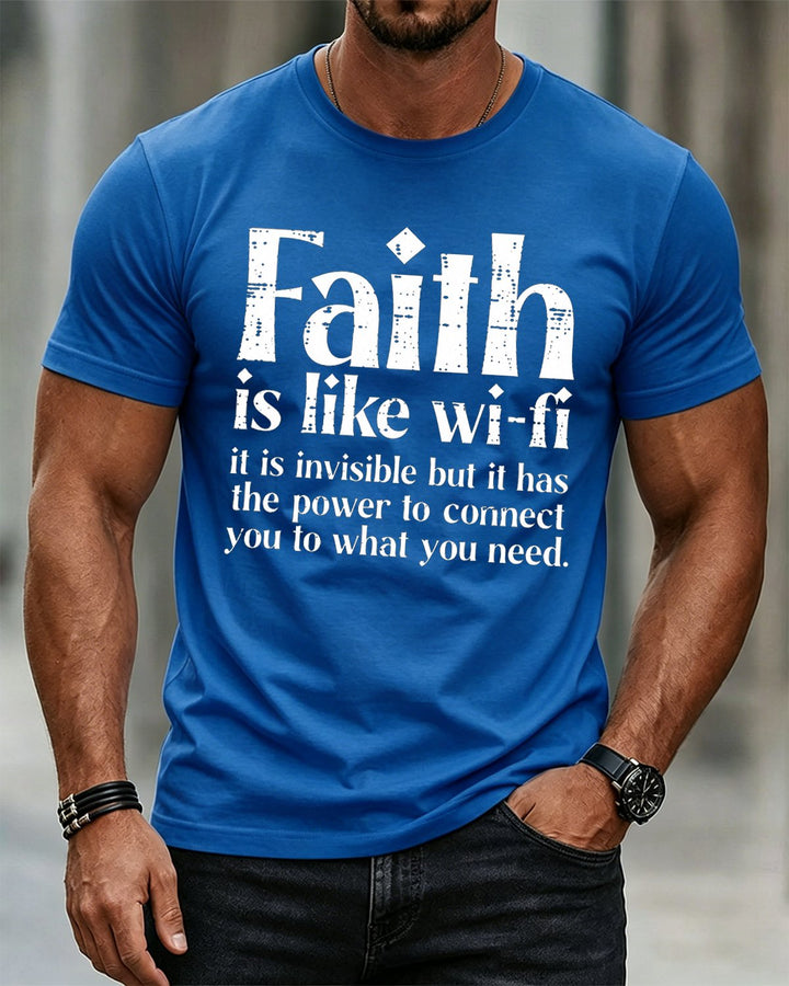 Faith Is Like Wi-Fi Power to Connect Quote Christian Washed Cotton T-Shirt front print