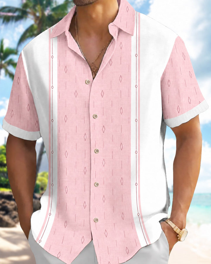 Alohadaddy® Casual Geometric Diamond Bowling Print Men&