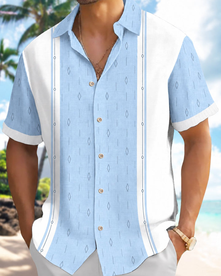 Alohadaddy® Casual Geometric Diamond Bowling Print Men&