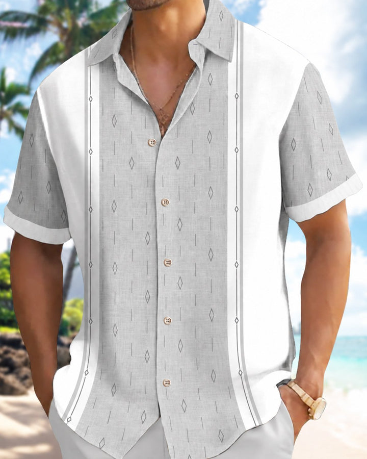 Alohadaddy® Casual Geometric Diamond Bowling Print Men&