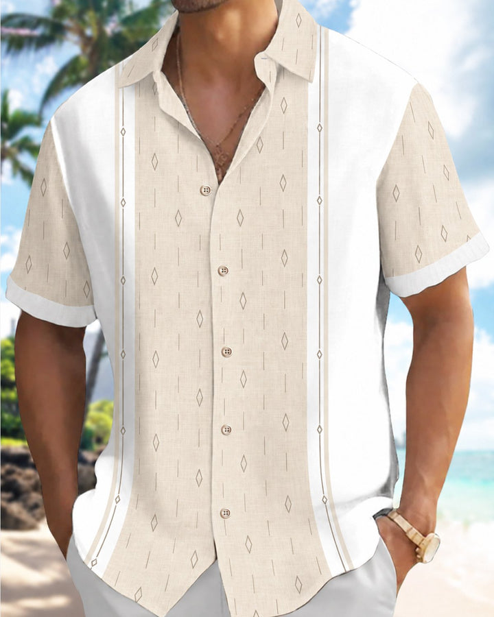 Alohadaddy® Casual Geometric Diamond Bowling Print Men&