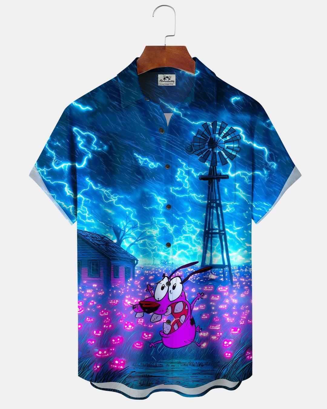 Alohadaddy® Holiday Halloween Cartoon Haunted House Lightning Pumpkin Movie Print Men&