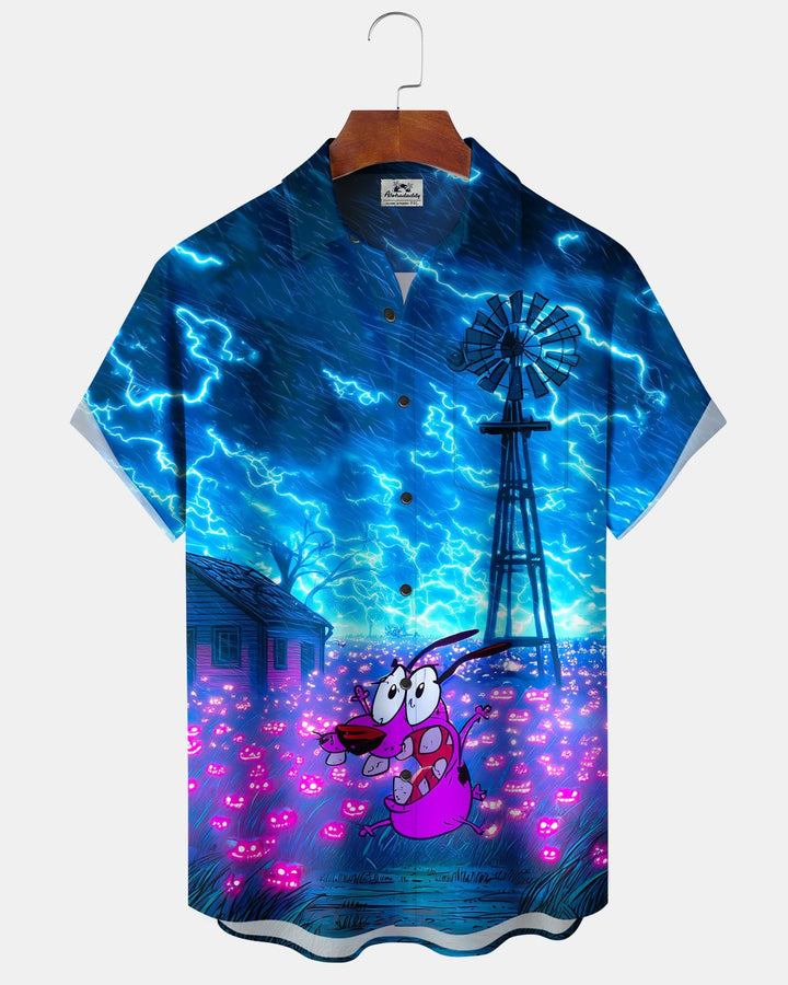 Alohadaddy® Holiday Halloween Cartoon Haunted House Lightning Pumpkin Movie Print Men&