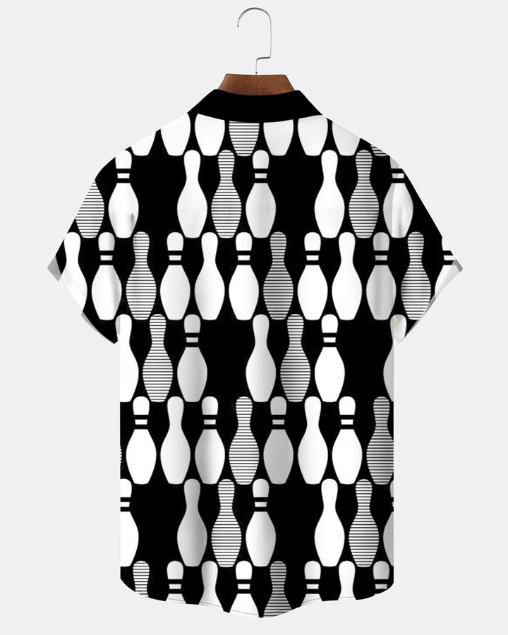 Alohadaddy® Casual Bowling Silhouette Geometric Print Men&
