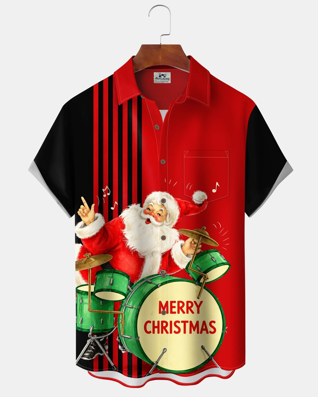 Alohadaddy® Holiday Christmas Santa Claus Musical Drum Striped Bowling Print Men&