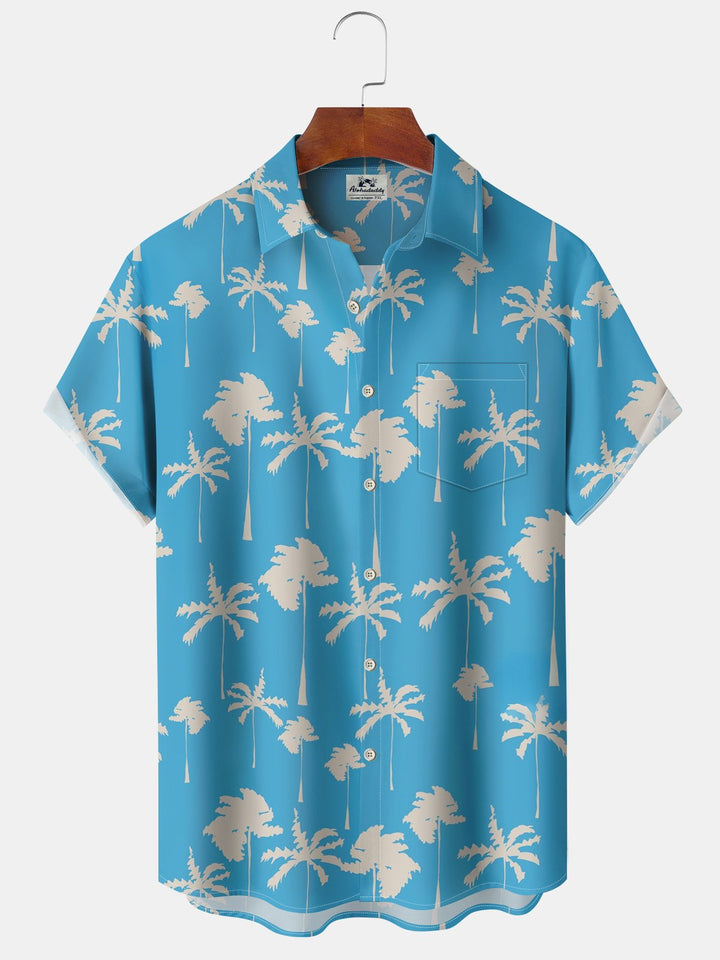 Alohadaddy® Hawaiian Palm Trees Art Print Pockets Moisture Wicking Oversized Stretch Shirt