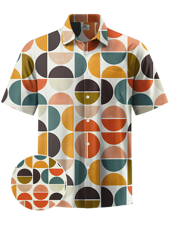 Alohadaddy® Vintage Geometric Print Chest Pocket Men&
