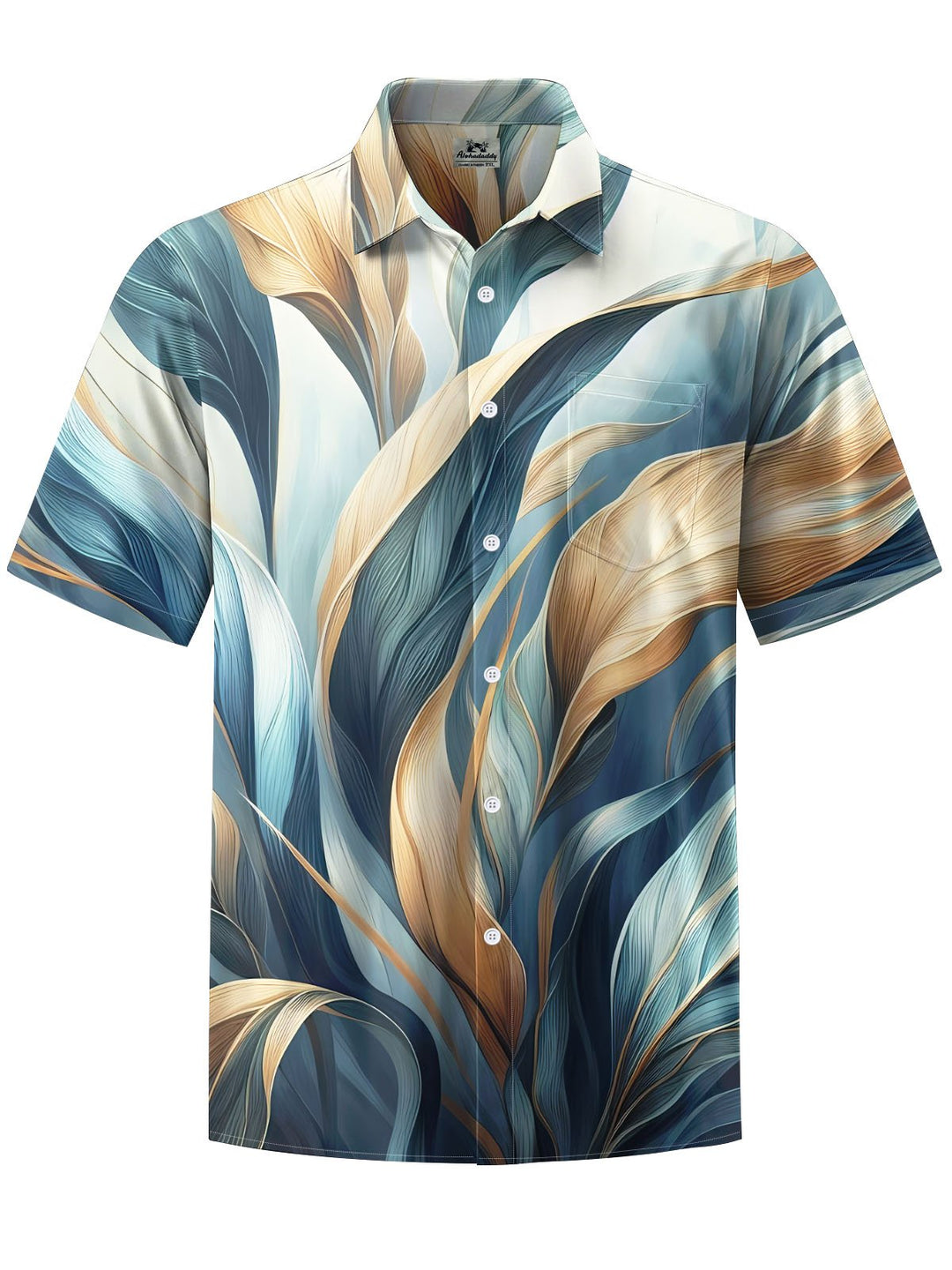 Alohadaddy® Hawaiian Leaves Print Chest Pocket Men&