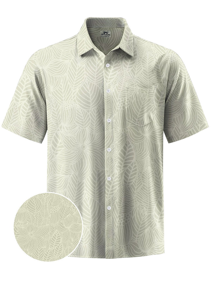 Alohadaddy® Hawaiian Leaf Art Print Chest Pocket Mens Short Sleeve Shirt Big &amp; Tall