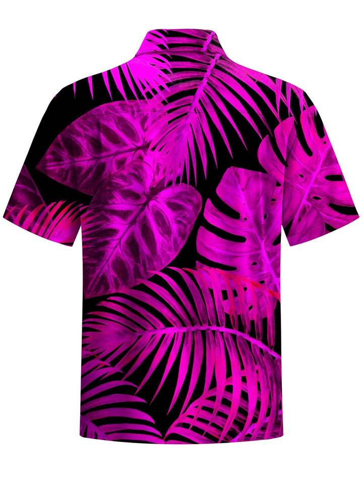 Alohadaddy® Hawaiian Palm Leaf Art Print Chest Pocket Moisture Wicking Mens Short Sleeve Shirts Big &amp; Tall