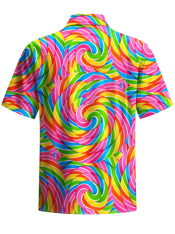 Alohadaddy® Casual Abstract Geometric Art Print Chest Pocket Men&