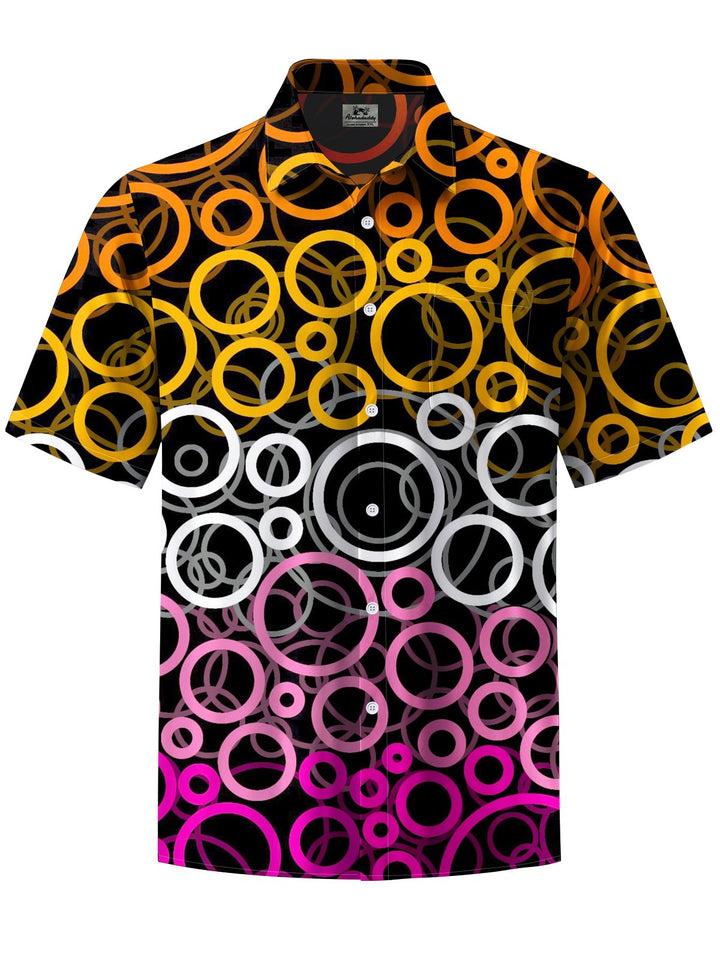 Alohadaddy® Casual Geometric Art Print Moisture-Wicking Chest Pocket Men&