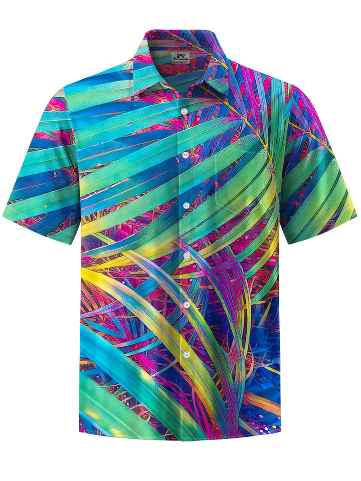 Alohadaddy® Hawaiian Palm Leaf Art Print Chest Pocket Men&