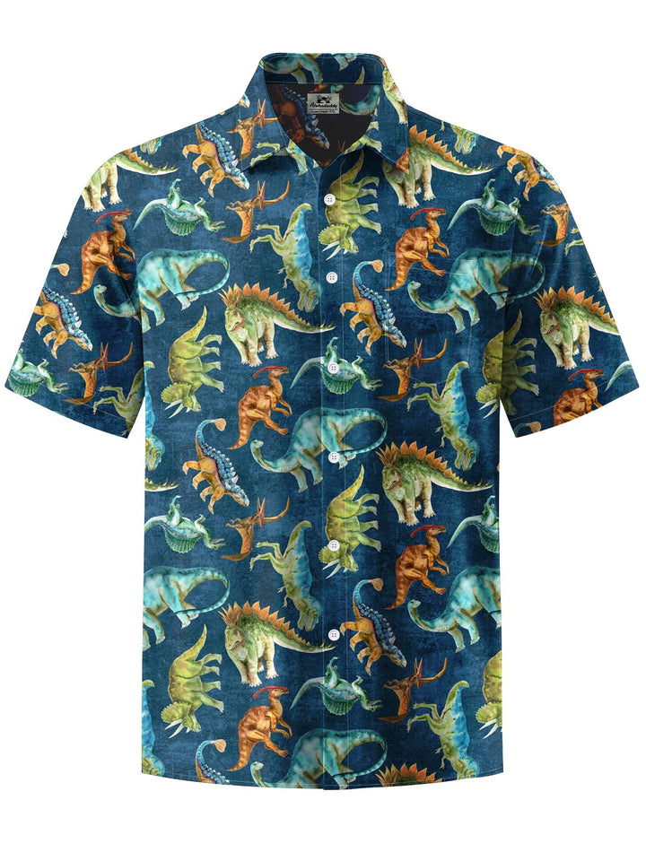 Alohadaddy® Vintage Dinosaur Art Print Chest Pocket Men&