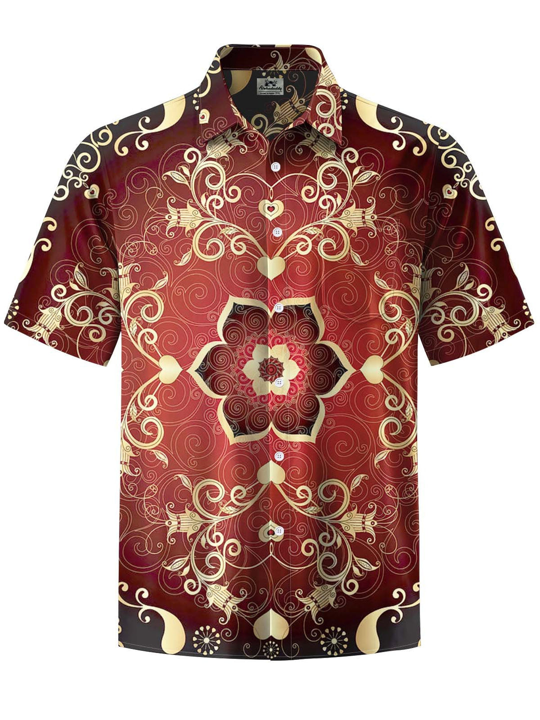 Alohadaddy® Vintage Baroque Pattern Art Print Chest Pocket Stretch Men&
