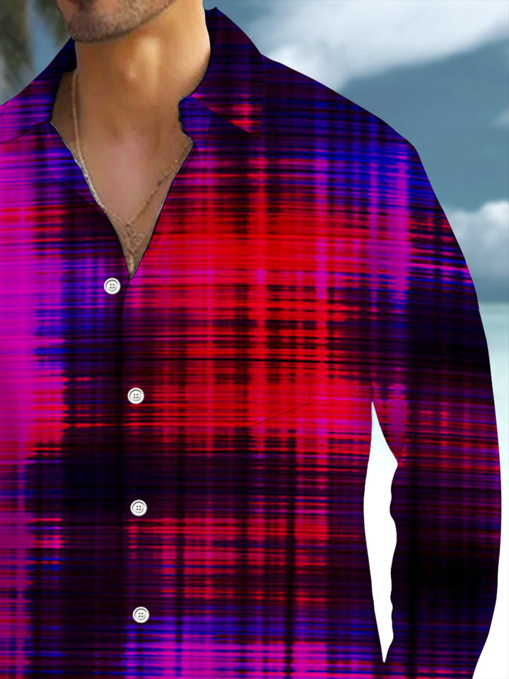 Alohadaddy® Retro Abstract Plaid Print Art Pocket Stretch Men&