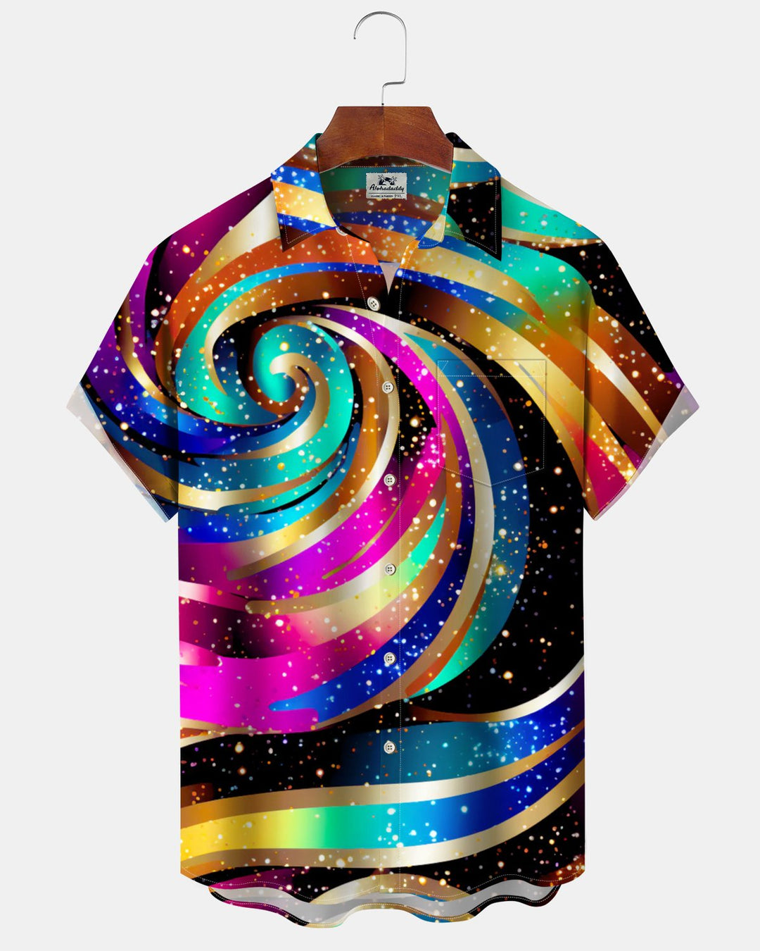 Alohadaddy® Casual Abstract Spiral Print Pocket Elastic Button Men&