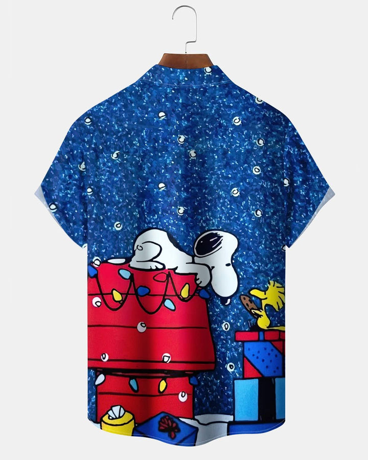 Alohadaddy® Christmas Cartoon Print Art Pocket Button Stretch Men&