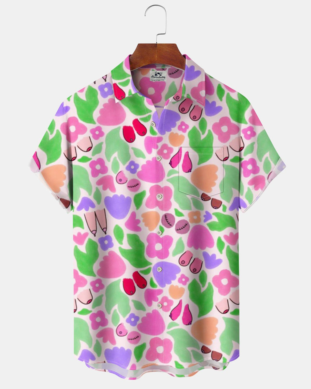 Alohadaddy® Hawaiian Cartoon Floral Fun Donkey Print Art Button Cardigan with Pockets Men&