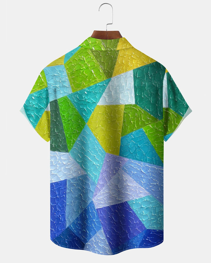 Alohadaddy® Casual Geometric Print Art Button Pocket Cardigan Men&