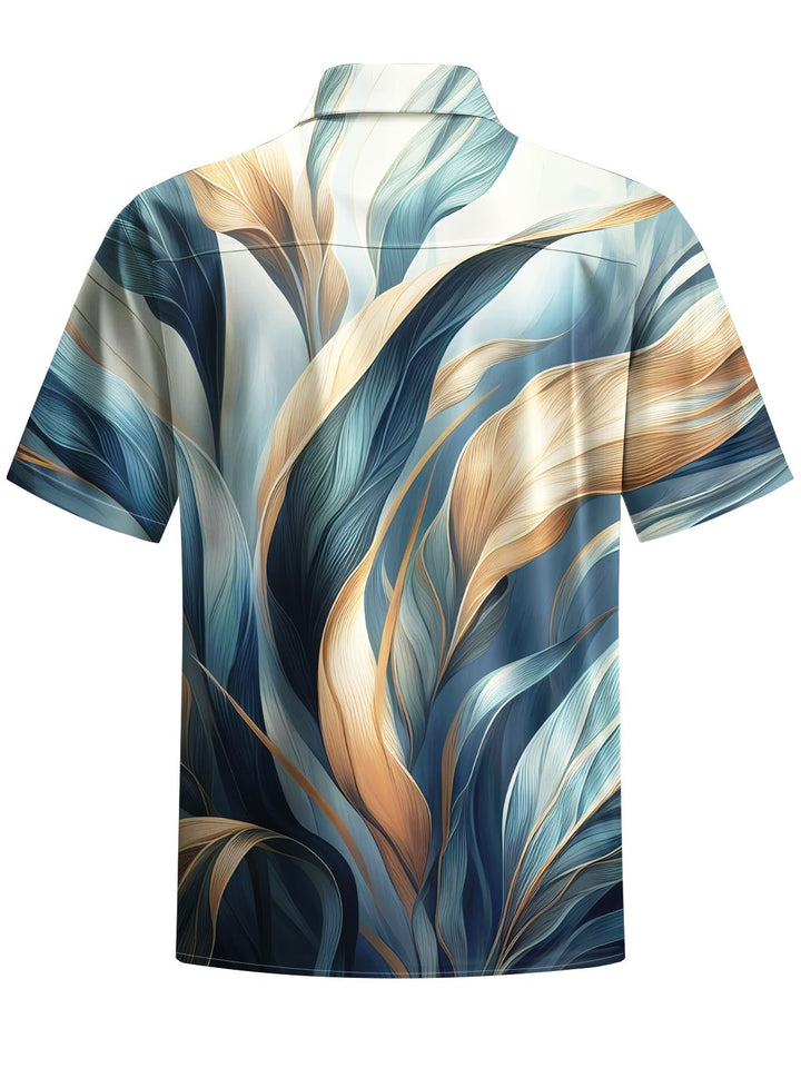 Alohadaddy® Hawaiian Leaves Print Chest Pocket Men&