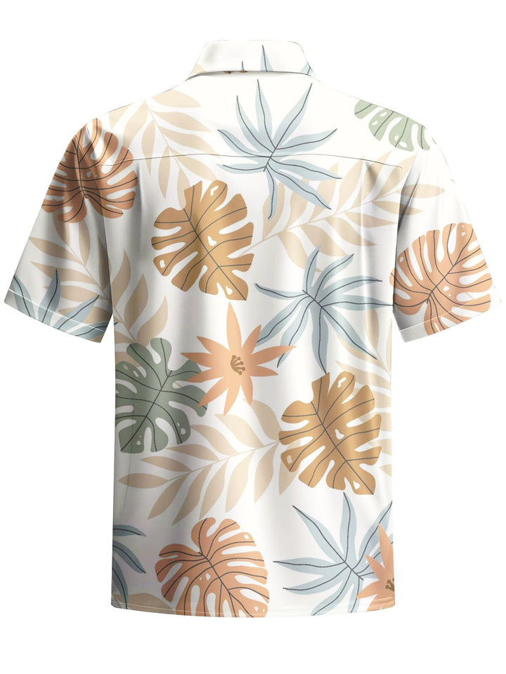 Alohadaddy® Hawaiian Leaves Art Print Chest Pocket Mens Short Sleeve Shirt Big &amp; Tall