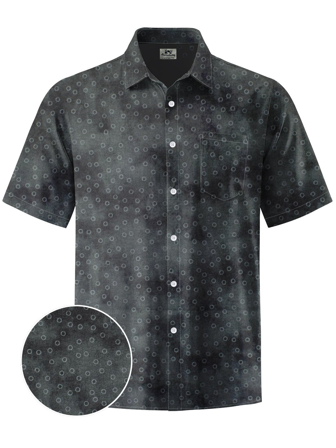 Alohadaddy® Retro Polka Dot Print Art Chest Pocket Men&
