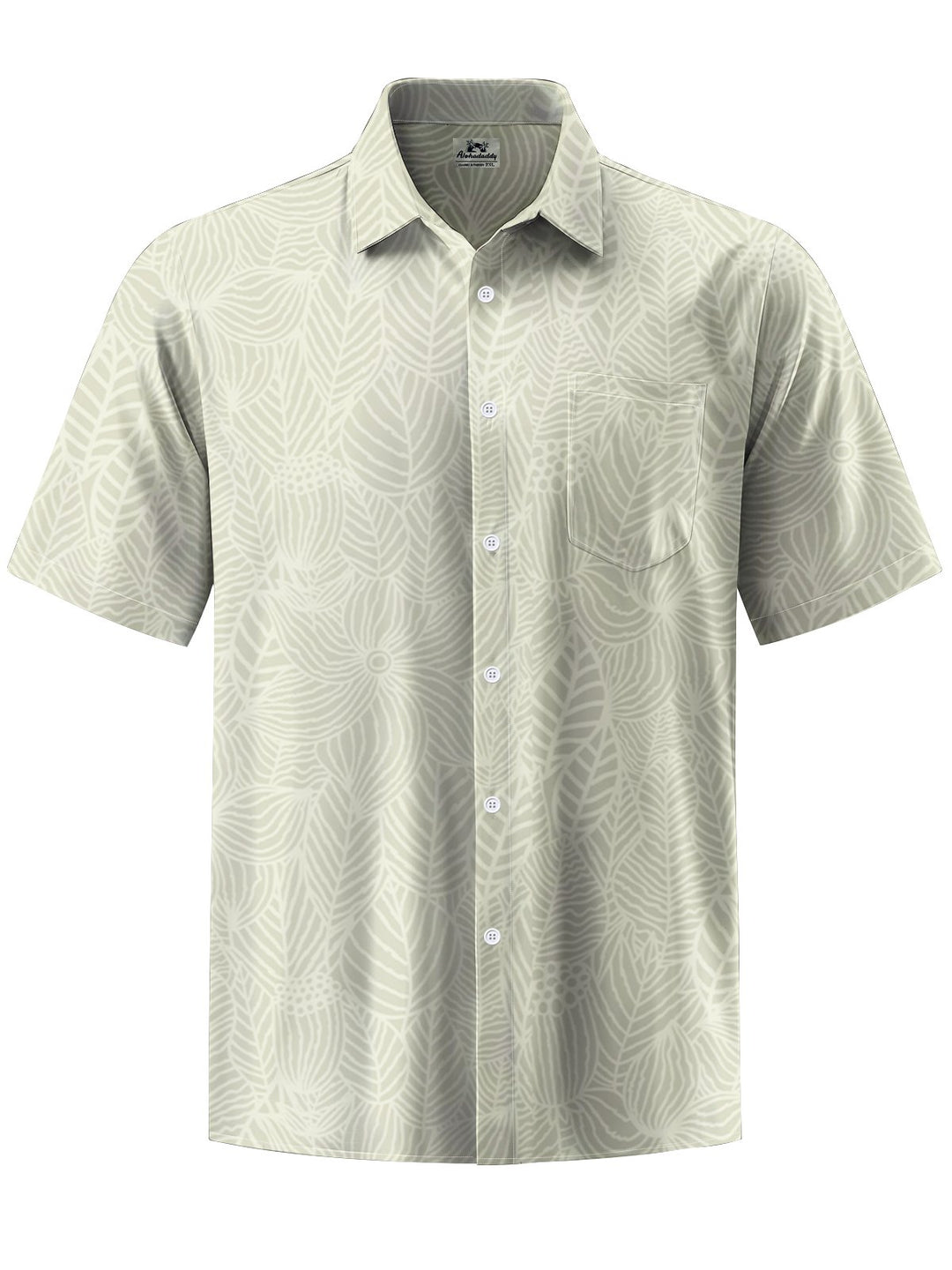 Alohadaddy® Hawaiian Leaf Art Print Chest Pocket Mens Short Sleeve Shirt Big &amp; Tall