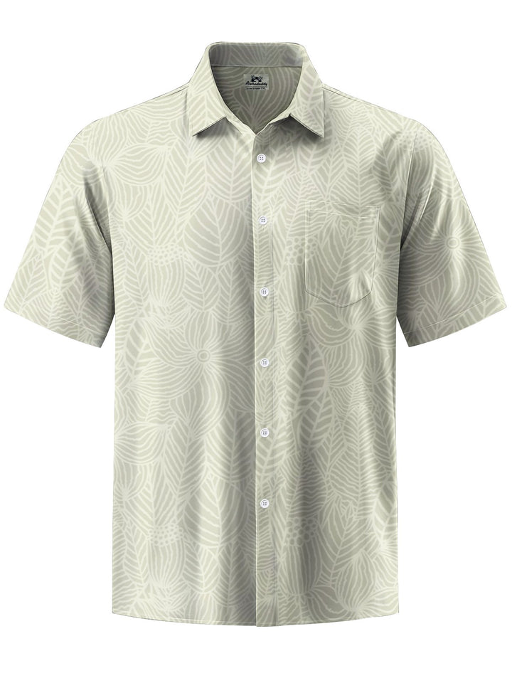 Alohadaddy® Hawaiian Leaf Art Print Chest Pocket Mens Short Sleeve Shirt Big &amp; Tall