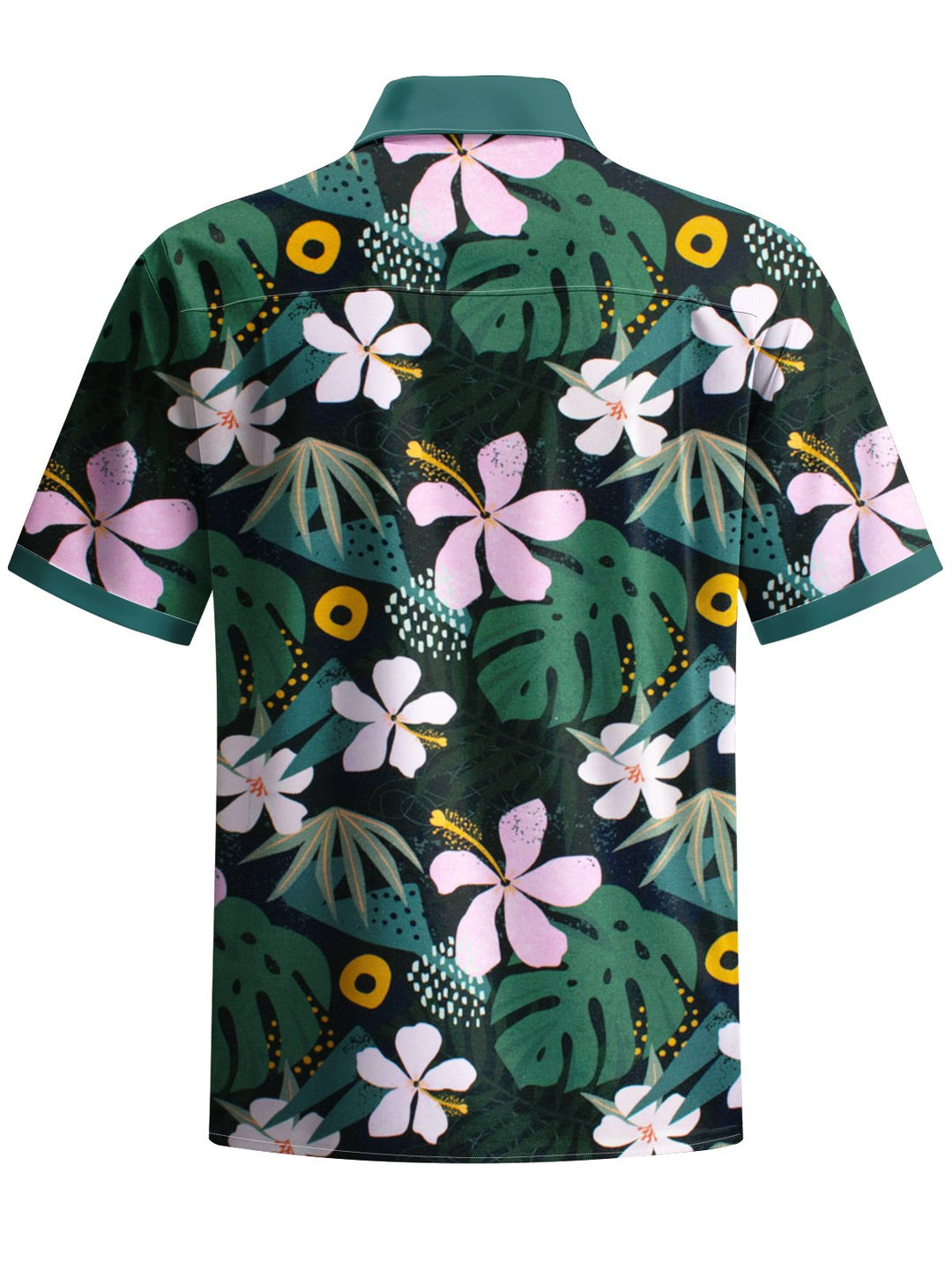Alohadaddy® Hawaiian Palm Leaf Art Print Chest Pocket Mens Short Sleeve Shirt Big &amp; Tall