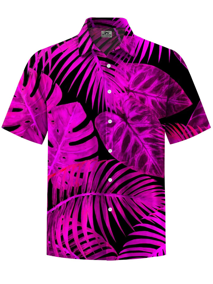 Alohadaddy® Hawaiian Palm Leaf Art Print Chest Pocket Moisture Wicking Mens Short Sleeve Shirts Big &amp; Tall