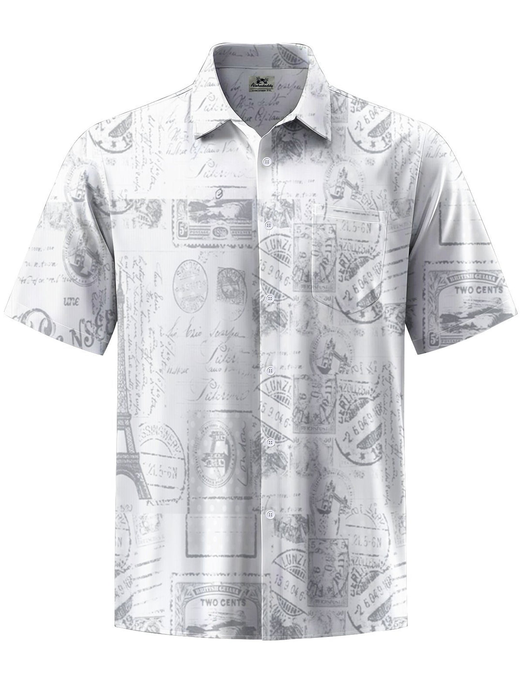 Alohadaddy® Casual Lettering Art Print Chest Pocket Men&