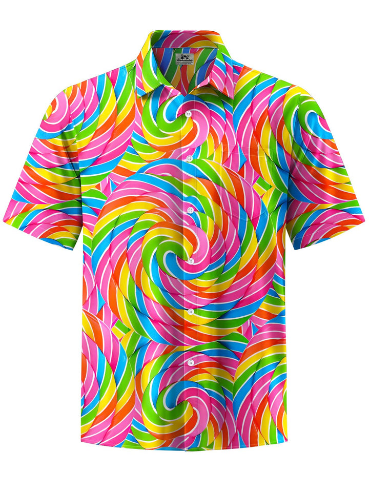 Alohadaddy® Casual Abstract Geometric Art Print Chest Pocket Men&