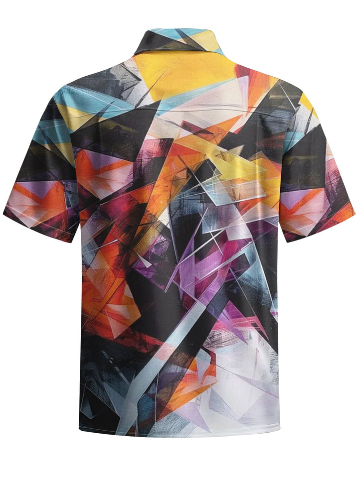 Alohadaddy® Casual Vintage Geometric Triangle Print Chest Pocket Men&